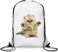 Confused and Cute Fluffy Kitten Art Gym Sack Casual Drawstring Bag Bianco, bianco, Taglia unica