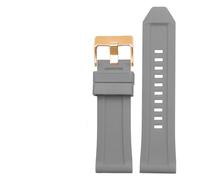 Cong Yi Bandiera del braccialetto in gomma siliconica 24mm 26mm 28mm Compatibile con Diesel DZ4496 DZ4427 DZ4487 DZ4323 DZ4318 DZ4305 Cinturino da uomo con cinturino(Grey rose buckle,24mm)