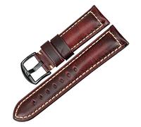Cong Yi Cinturino for orologio fatto a mano blu da 20 mm, 22 mm, 24 mm con fibbia nera, cinturino for orologio in pelle cerata e olio vintage, compatibile con cinturini for orologi Fossil(Red B,19mm)