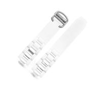 Cong Yi Cinturino for orologio in gel di silice con cinturino impermeabile convesso in bianco e nero da 20 * 10 mm compatibile con cinturino for orologio(White-Silvery Buckle)