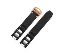 Cong Yi Cinturino for orologio in gel di silice con cinturino impermeabile convesso in bianco e nero da 20 * 10 mm compatibile con cinturino for orologio(Black-RoseGoldBuckle)