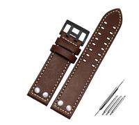 Cong Yi Cinturino for orologio in vera pelle da 20 mm e 22 mm compatibile con cinturino for orologio Hamilton Khaki Field H760250 H77616533 con fibbia a bottone(Brown white black,22mm)