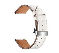 Cong Yi Cinturino in pelle da 20 mm Compatibile con Samsung Galaxy Watch 4 3 Band classica 42mm 46mm attivo 2 40mm 44mm Bracciale da 41 mm for Garmin Venu/Mq Cintura(White-Silver Clasp)