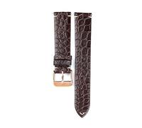 Cong Yi Cinturino In Pelle Di Coccodrillo Fatto A Mano Modello Rotondo Bracciale A Sgancio Rapido Ultrasottile 18 19 20 21 22MM Cinturino Da Uomo Morbido Marrone Nero(A rose gold buckle,19mm)