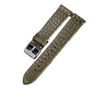 Cong Yi Cinturino In Pelle Di Coccodrillo Fatto A Mano Nero A Sgancio Rapido Ultra Sottile 18 20 22MM Morbido Bracciale Da Uomo Stile Retrò(Green Silver buckle,20mm)