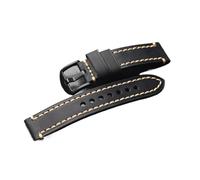 Cong Yi Cinturino in Pelle di Vacchetta Marrone Nero Spazzolato Vintage 18mm 20mm 21mm 22mm 23mm 24mm 26mm Bracciale in Morbida Pelle di Cavallo Pazzo(Black Black Buckle,21mm)