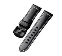 Cong Yi Cinturino in Pelle di Vacchetta Primo Strato Fatto A Mano, 20 22 24 26MM, Cinturino Vintage Nero, Giro da Uomo in Vera Pelle, Compatibile con PAM111 44(A Brack Buckle,20mm)