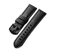 Cong Yi Cinturino in Pelle di Vacchetta Primo Strato Fatto A Mano, 20 22 24 26MM, Cinturino Vintage Nero, Giro da Uomo in Vera Pelle, Compatibile con PAM111 44(B Brack Buckle,20mm)