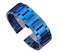 Cong Yi Cinturino per orologio da polso, in acciaio inox 316L, blu, argento, da donna, in metallo, con collegamenti terminali dritti 18, 20, 21, 22 mm, 23 mm, 24 mm, 23mm