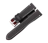 Cong Yi Vintage Genuine Leather Watchbands 18mm 20mm 22mm 24mm Women Men Cowhide Watch Band Strap Accessories(Black Silver Clasp,22mm)