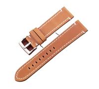 Cong Yi Vintage Genuine Leather Watchbands 18mm 20mm 22mm 24mm Women Men Cowhide Watch Band Strap Accessories(Brown Silver Clasp,20mm)