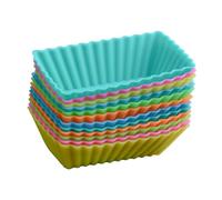 CONGARTENO 12 pezzi Stampi per Muffin in Silicone Resistente Temperature Alte da Pirottini Rettangolari per Dolci Riutilizzabili per Forno Casa e Laboratorio Dolciario Colore Colore Casuale