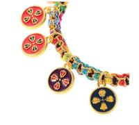 CONGARTENO 2 pezzi Braccialetto Blessing in Cotone Annodato a Mano Ispirato al Thangka Tibetano Polsiera Etica Unisex con Nodo Blossom per Prosperità e Fortuna Marrone Rosso