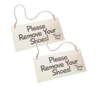 CONGARTENO 2 Pezzi Cartello in da Appendere con Please Take off Your Shoes e Leggero Decorazione Frontale Hotel Ufficio per Ingresso e Veranda