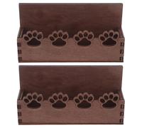 CONGARTENO 2 Pezzi Cat Claw Shape Box di biglietti da visita Display da scrivania in legno Organizzatore del banco business display di carta in legno massiccio Cat Business Stand Brown