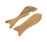 CONGARTENO 2 pezzi Strumento Gua Sha in Legno Forma di Pesce per Trattamento Corpo e Viso Levigato per Stimolare Metabolismo e Rilassare Muscoli per Collo Spalle e Schiena
