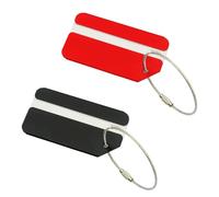 CONGARTENO 2 pezzi Targhette Bagagli in Alluminio Multicolore Etichette Valigia Resistenti per Viaggi Targhetta Segnaposto con Dati e Indirizzo per Valigie e Borse Nero Rosso