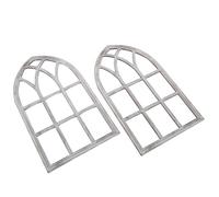 CONGARTENO 2pezzi Decorazione Murale Cornice per Finestra Curva Finta Legno Rustico Stile Cattedrale per Decorazione di Stanze in Stile Fattoria