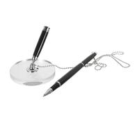 CONGARTENO 4 Pezzi Penna da Scrivania Professionale con Base in Cristallo Trasparente da Penne da Banco per Firma Ufficio Fissa e Stabile per Sala Riunioni Reception e Scrivania Executive