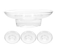 CONGARTENO 4 Pezzi portasapone in vetro trasparente Portasapone tondo da cucina piccolo vassoio per piano bagno per doccia Piatto di sapone Transparent