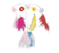 CONGARTENO Boho Headband with Vibrant Plumes and Sunflower Decor Adjustable Hair Accessory for Women for Weddings and Festivals Unique Bohemian Style