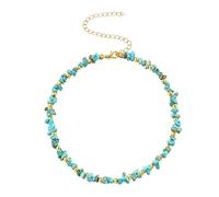 CONGARTENO Collana con Cristalli Grezzi e Pietra di Turchese Spezzata Catena alla Moda e Leggera Accessorio Elegante per Ragazze Naturale e Semplice Verde
