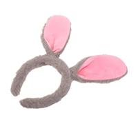 CONGARTENO Fascia per Capelli Orecchie Coniglio in Morbido Peluche Grigio Accessorio Elasticizzato per Costume Pasqua e Feste Tema Cerchietto Leggero e Lavabile per Donna e Ragazza