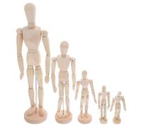 CONGARTENO Manichino Artistico in Legno Snodabile con Supporto Modello Anatomico da Disegno 5 Pezzi Figure Articolate da Tavolo per Studio Anatomia e Pittura