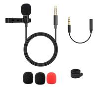 CONGARTENO Microfono Lavalier Clip-on Omnidirezionale per Registrare 3,5mm | Cavo da 1,5m, Effetto Audio Nitido e Uso Plug-and-play, per Vlogging e Lezioni All'aperto