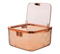 CONGARTENO Mini Trash Can With Press Lid Transparent Plastic Desktop Bin With Modern Grid Design For Office Kitchen Dorm Small Waste And Storage Container