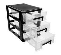 CONGARTENO Mobiletto Portaoggetti a Cassetti Multistrato in Plastica Trasparente e Nero, Armadio a Cassetti Portatile Per Ufficio e Studio, Organizer Salvaspazio Leggero e Multifunzionale