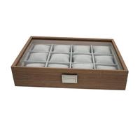 CONGARTENO Organizer in Legno con 12 Scomparti e Cuscini Rimovibili, Scatola Espositiva per Orologi e Gioielli con Fondo in Velluto, Contenitore Porta Orologi per Uso Personale e Esposizione