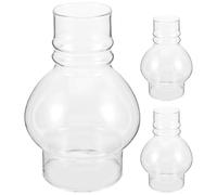 CONGARTENO Paralume in Vetro Trasparente Vintage 3 Pezzi Stufa Antivento per Lampade a Olio e Lanterne a Cherosene Sostituzione Facile per Paralume da Campeggio e Illuminazione D’Emergenza