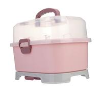 CONGARTENO Scatola Organizer in PP con Scolapiatti e Maniglia Contenitore per Asciugatura e Conservazione e Accessori Allattamento Portatile e Facile Rosa