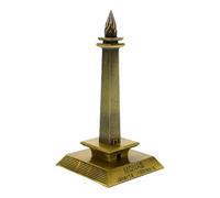 CONGARTENO Scultura di Torre Indonesiana in Metallo Vintage Scultura Architettonica da Tavolo per Arredamento Casa e Studio Souvenir Decorativo della Torre della Capitale indonesiana