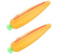 CONGARTENO Set 2 Astucci per Penne in Silicone a Forma di Carota, Morbido e Resistente, Organizer la Scuola Ragazzo Ragazza, Design Creativo e Carino a Tema Cartone Animato