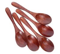 CONGARTENO Set 5 Cucchiai in Legno Stile Giapponese 155X4 CM Finitura Laccata Cucchiai da Minestra e Dessert Manico Lungo Utensili Leggeri per Tè Sciroppo e Marmellata Adatti per