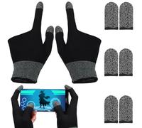 CONGARTENO Set di Guanti da Gioco per Mani Sudate con Maniche Le Dita in Fibra di Rame Nera, Guanti Touchscreen Elastici e Traspiranti per Dispositivi Mobili, Protezione e Controllo