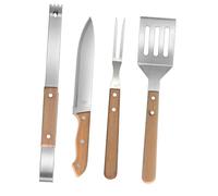 CONGARTENO Utensili Barbecue Acciaio con Faggio Kit Professionale con Pinze Spatola Forchetta e Coltello Resistenti e Facili da per Grigliate Picnic e Feste All Aperto