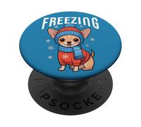 Congelamento della nevicata invernale del Chihuahua PopSockets PopGrip Adesivo