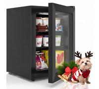 Congelatore da 85 litri, porta in vetro, nero | Mini congelatore 85L, 7 livelli temperatura, compressore silenzioso, porta reversibile, ripiani rimovibili