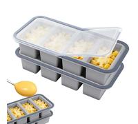 Congelatore in silicone con coperchi, stampi per congelatore, riutilizzabile, a prova di perdite, per preparazione porzionata dei pasti, avanzi, salse, cubetti di ghiaccio (2 pezzi, 250 ml, grigio)