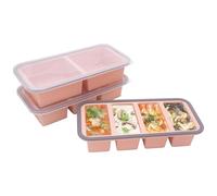 Congelatore in silicone con coperchio, contenitore per congelatore in silicone, per brodo, salsa e preparazione dei pasti, contenitore per alimenti per cottura lotti (Light Red)