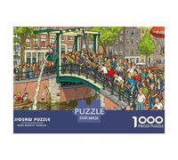 Congestione delle biciclette sul ponte del Canale Puzzle in Legno Impermeabile Puzzles Da 1000 Pezzi Regali Per Adulti Impossibili Per Decorazioni Domestiche