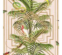 Congo Geometrico Esotico Uccelli Animali Foglia Metallico Holden Parati - Rosa