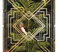 Congo Geometrico Esotico Uccelli Animali Foglia Metallico Holden Parato Nero