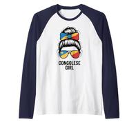 Congolese Ragazza Dr Congo Bandiera Nazionale Cheer Winner Match Mom Maglia con Maniche Raglan