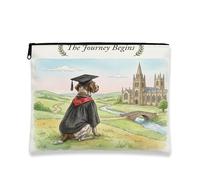 Congrats Grad - Borsa per il trucco con puntatore tedesco a pelo metallico, borsa da viaggio per donne e ragazze, piccola borsa portatile in tela con cerniera, borsa da toilette per cani, 17,8 x 22,9