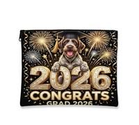 Congrats Grad - Borsa per il trucco con puntatore tedesco a pelo metallico, borsa da viaggio per donne, piccola borsa portatile in tela con cerniera, borsa da toeletta per cani, 17,8 x 22,9 cm