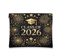 Congrats Grad - Borsa per trucchi di lusso per cerimonia di laurea, borsa da viaggio per donne, piccola borsa portatile in tela con cerniera, borsa da toilette classe 2026, 17,8 x 22,9 cm